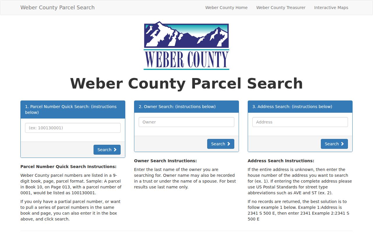 North Ogden residents directory Weber County parcel search form