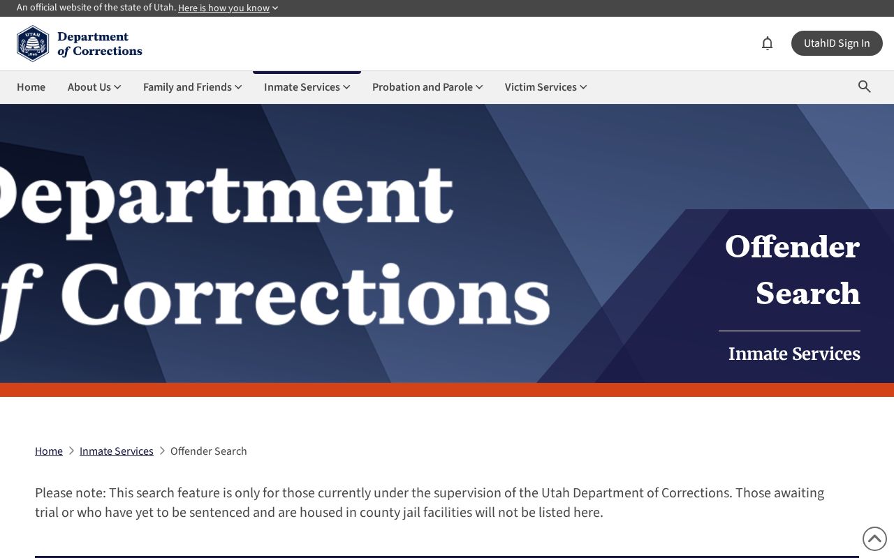 North Ogden resident lookup Utah Department of Corrections offender search