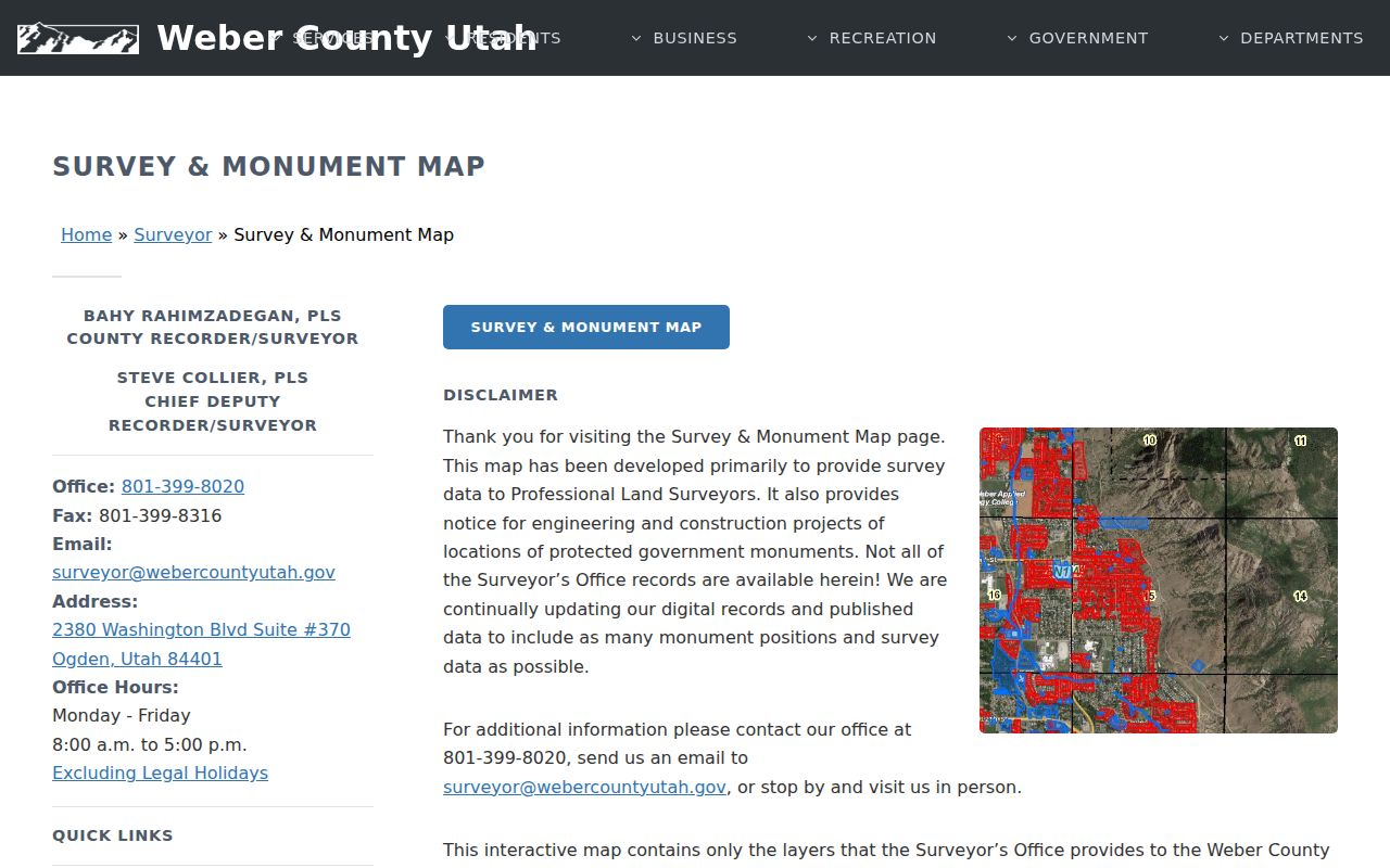 North Ogden street directory interactive survey parcel map